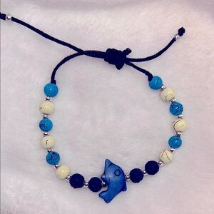 Blue Dolphin Beaded Bracelet